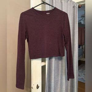 Girlfriend Collective plum cropped long sleeve shirt